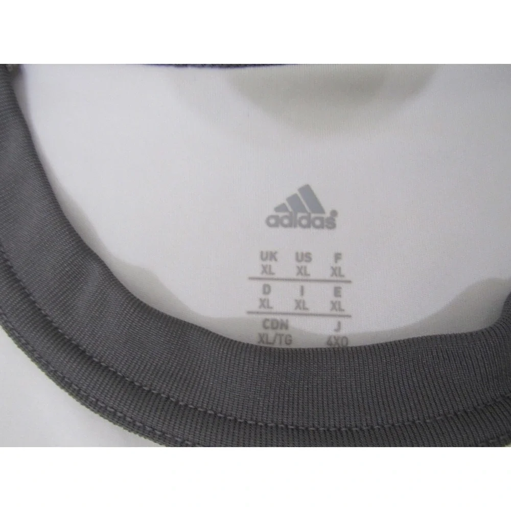 Adidas 3/4 Sleeve White Gray Baseball Poly Stretch Activewear Novelty Sz XL‎